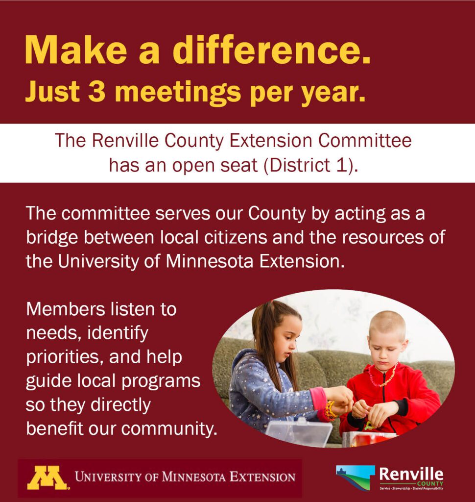 Renville County Extension Committee ad showing two children
