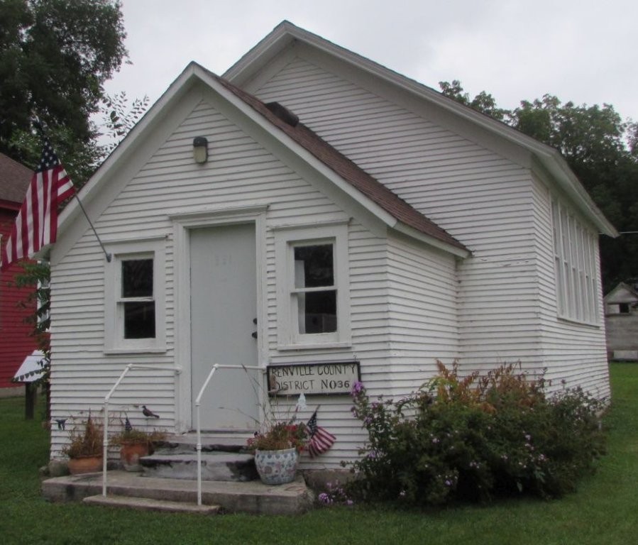 White pioneer school building
