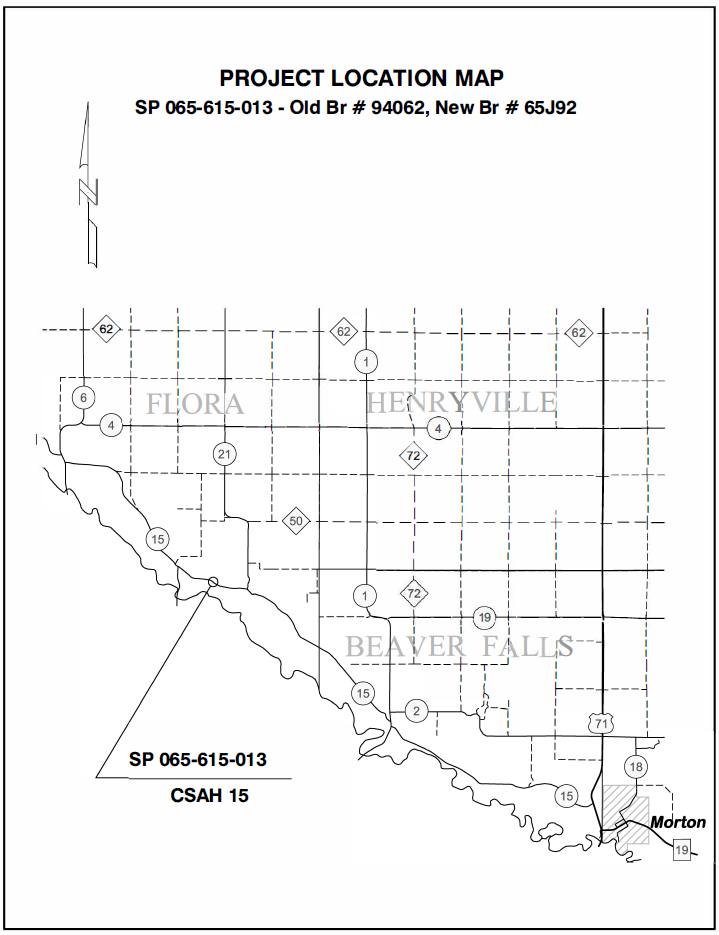 Map showing where a bridge will be closed for replacement