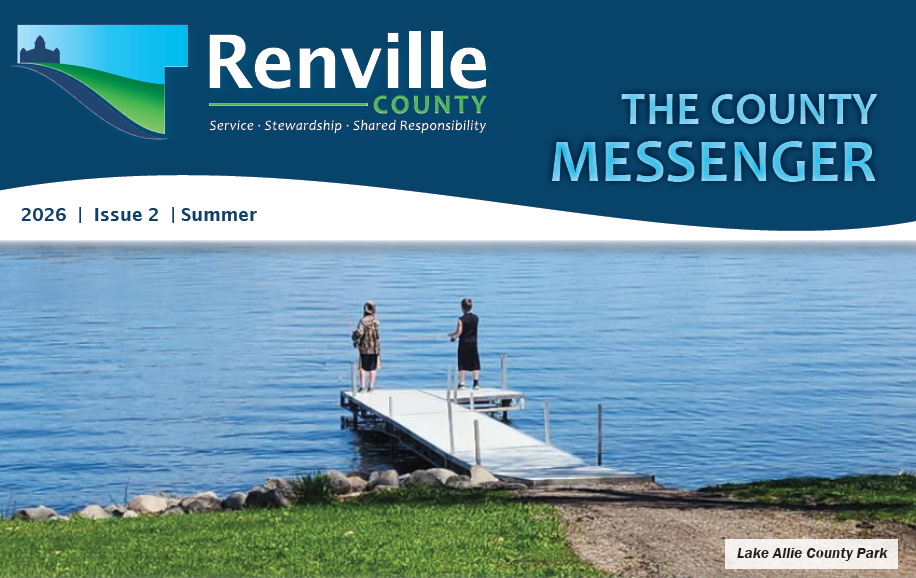 Newsletter header showing two boys fishing on a dock